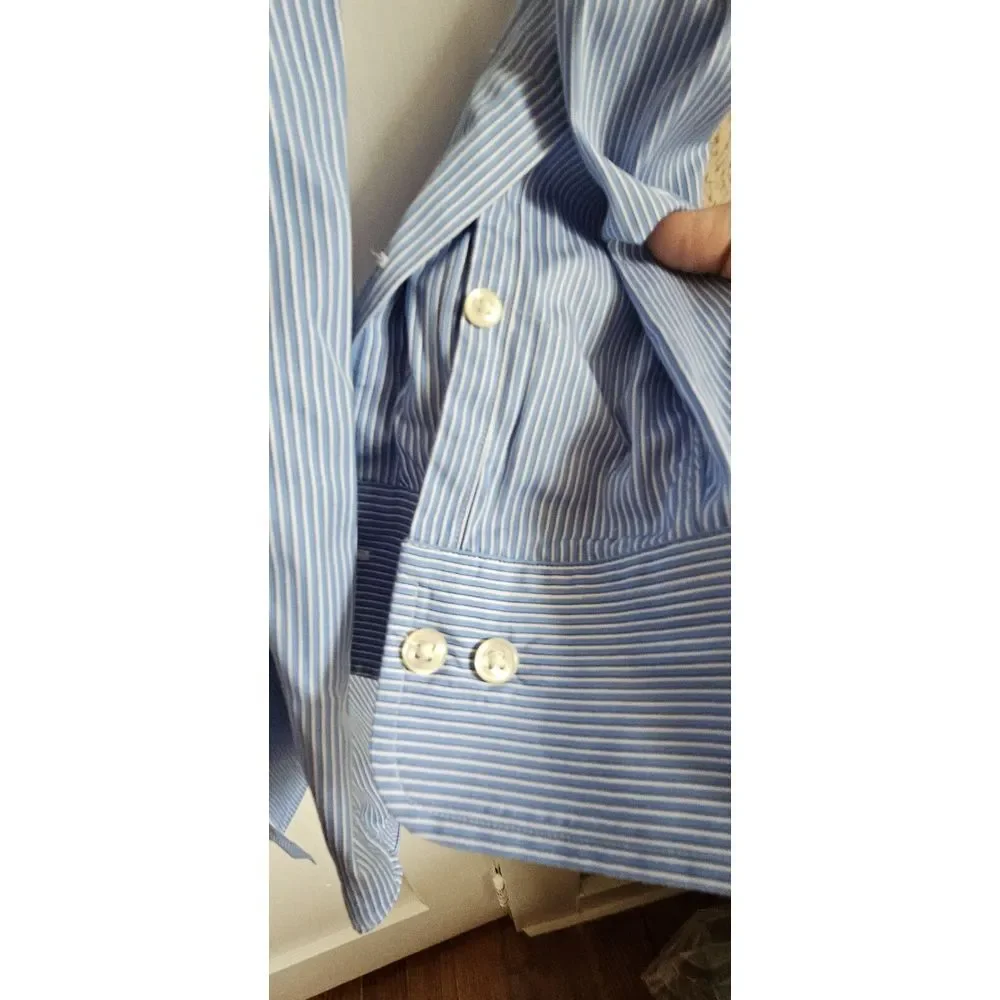 Polo‎ by Ralph Lauren CLASSIC FIT 32/33 blue white stripes button up shirt